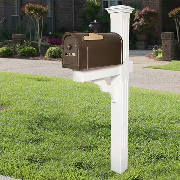 Postal Pro Post-Mount Hampton Mailbox in Bronze with Gold Lettering gallery
