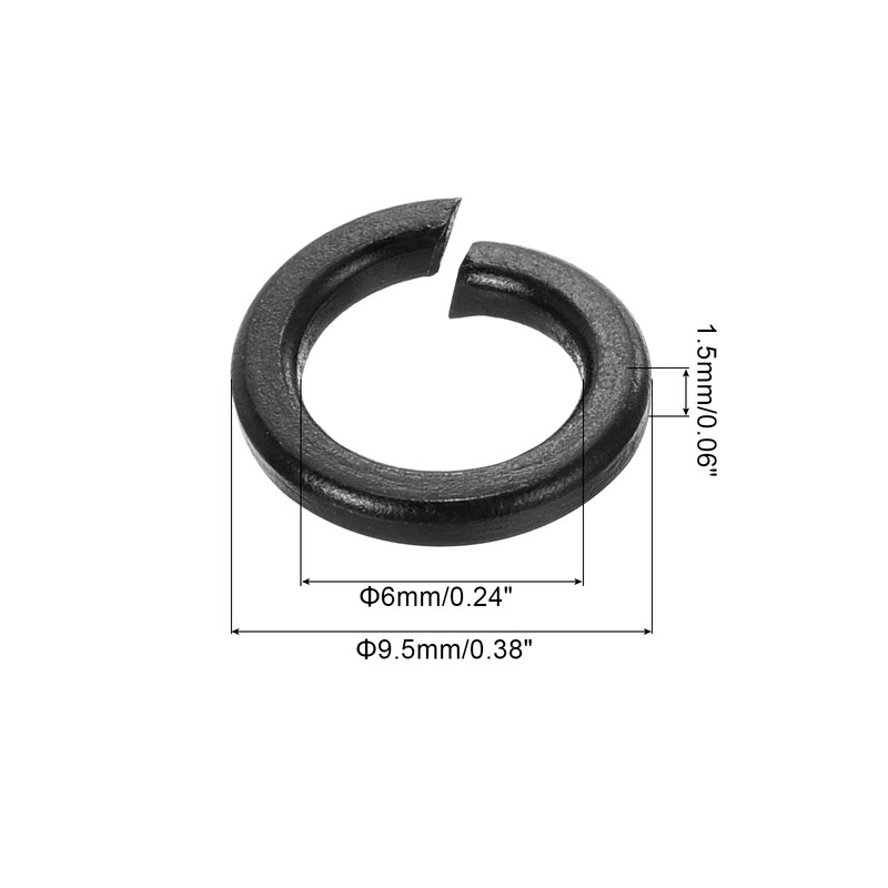 Split Lock Washer, M6 304 Stainless Steel Spring Lock Washer 25pcs, Black gallery