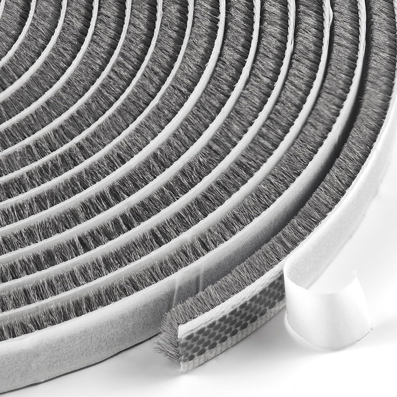Weather Stripping for Doors and Windows, Brush Seal Strip, Strong Adhesive, Weat