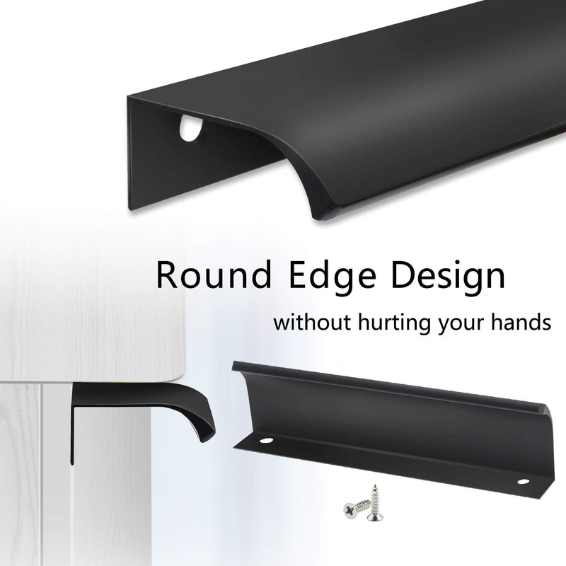 12 PCS Black Back Mount Finger Edge Pull 300mm/11.8" Aluminum Hidden gallery