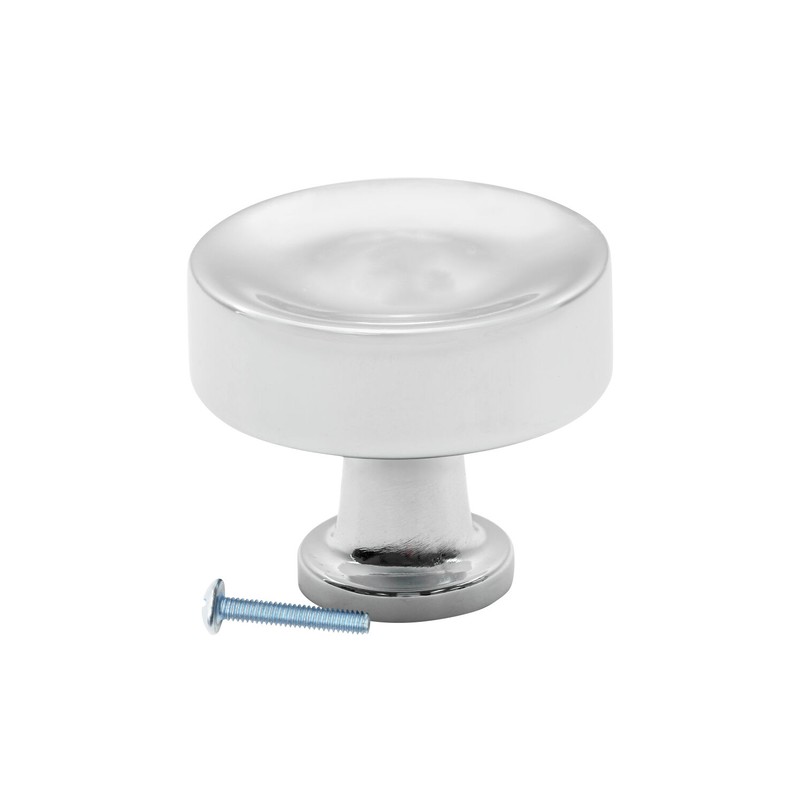 Traditional Round Metal Chrome Kitchen Cabinet Drawer Knob 1-3/8″ (35mm)