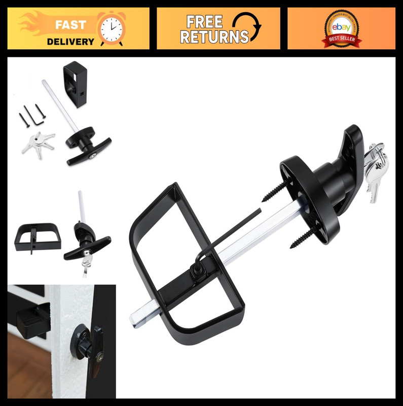 7.5″ T-Handle Lock Kit for Shed Door – Includes 4 Keys, Durable Hardware Set