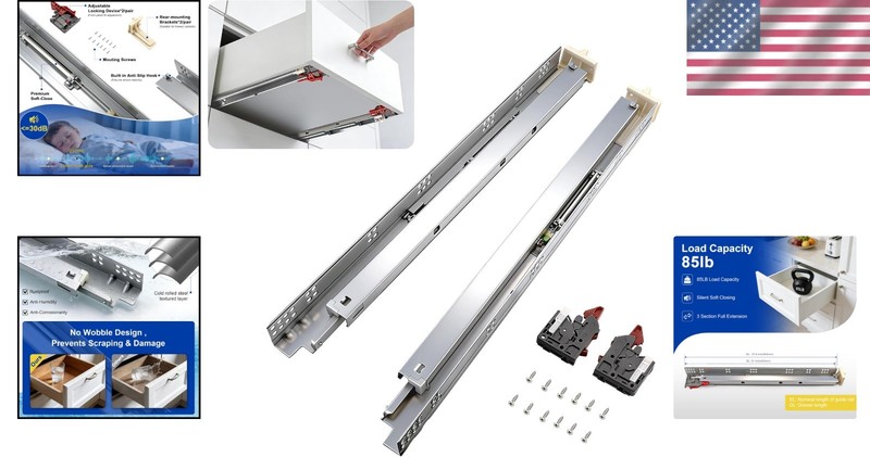21 Inch Undermount Drawer Slides - Soft Close, Heavy-Duty, All Hardware gallery