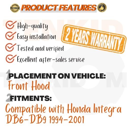 Front Hood Struts Compatible with Honda Integra DB6-DB9 DC1-DC2 Classic Black gallery