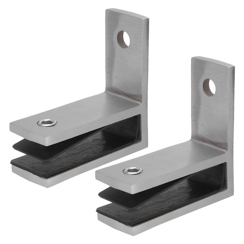 2 Pcs Glass Fixation Clips Deck Railing Holder Panel Clamp Hardware