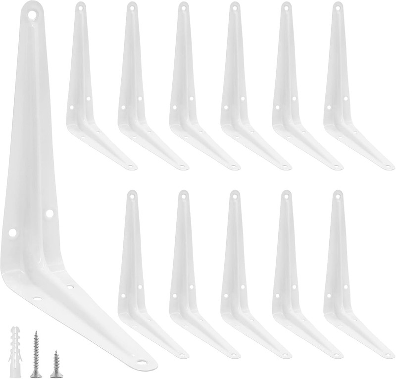 12Pcs 6 Inch Shelf Brackets, Heavy Duty L Bracket, Shelf Corner Brace Right Angl