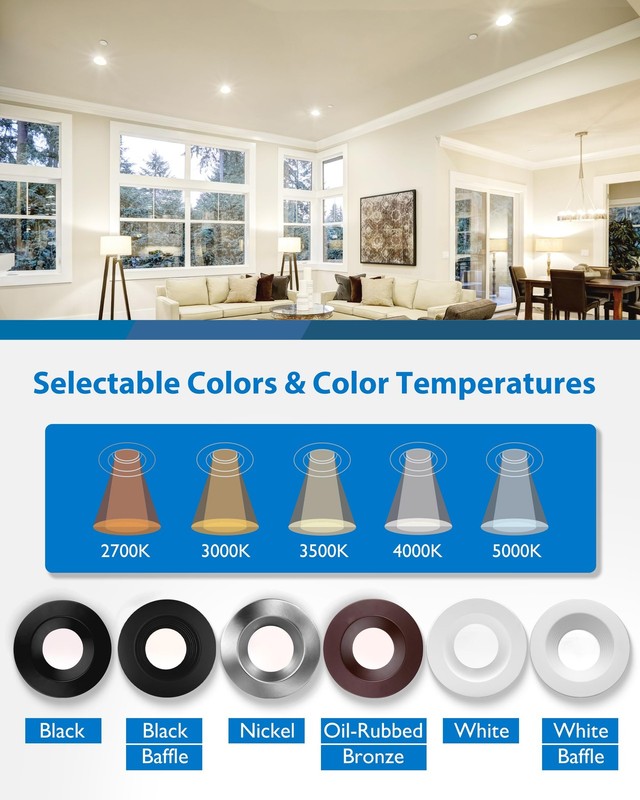 NICOR DLR56 5/6" Selectable LED Recessed Downlight - 2700-5000K, Dimmable gallery