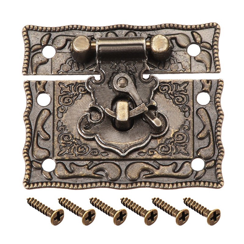 Wood Case Chest Box Rectangle Clasp Closure Hasp Latches Bronze Tone 51 x 42mm