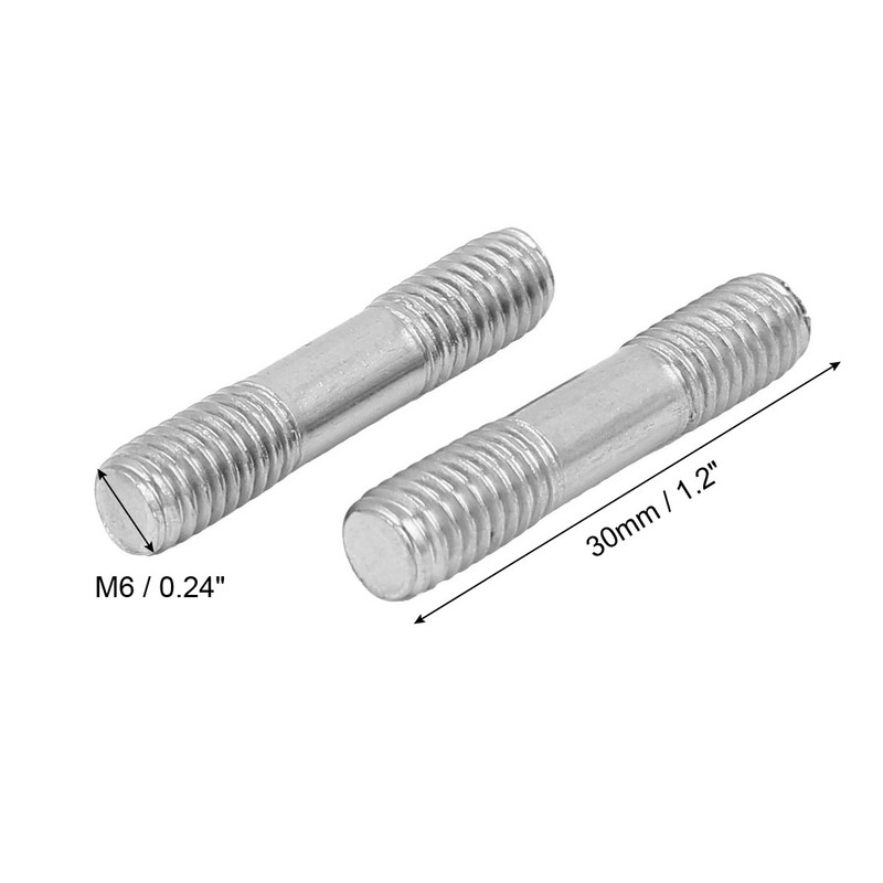 20x Double End Prisoner Threaded Bolt Screw Stainless Steel 304 M6x30mm gallery