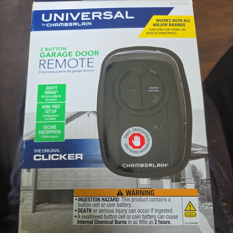 Chamberlain Universal 2-Button Garage Door Remote KLIK5U-BK2 Garage Door Opener