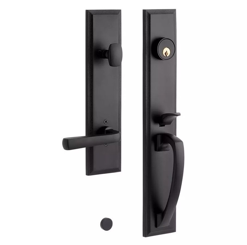 SIGNATURE HARDWARE BRASS ENTRY DOOR SET – NO BACKSET-RIGHT HAND – MATTE BLACK