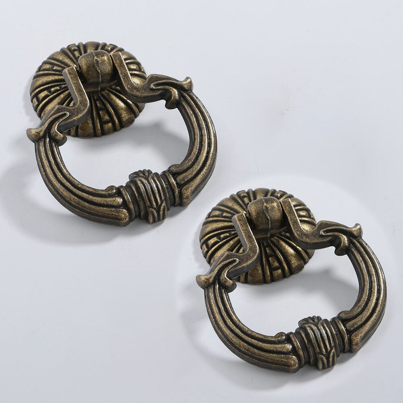 2PCS Vintage Cabinet Drawer Knob Drop Ring Cupboard Dresser door Pull Handle