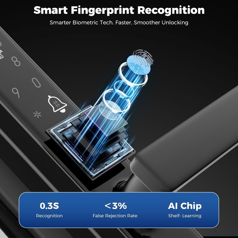 Sliding Door Smart Lock, Sliding Glass Door Lock with Fingerprint App Control gallery