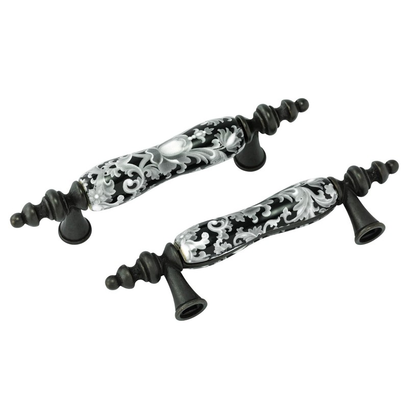 LBFEEL Ceramic Drawer Pulls Handle Black White Dresser Knob for Kitchen Cabinet