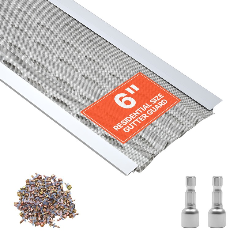 VEVOR Gutter Guard 6 in Aluminum Gutter Cover Steel Mesh 100ft Leaf Debris 20PCS