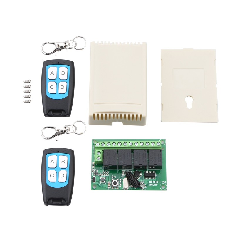 DC 4-Channel 443MHz Wireless RF Remote Control Relay Switch With 2 Receiver New