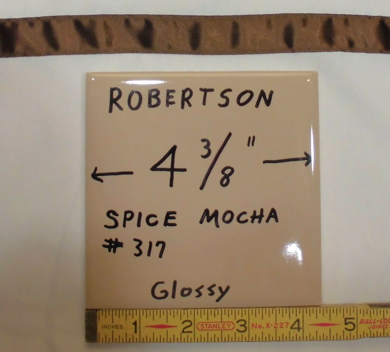 1 pc. Vintage Glossy Ceramic Tile *Spiced Mocha – Light Brown* 4-3/8″ – 4-5/16″