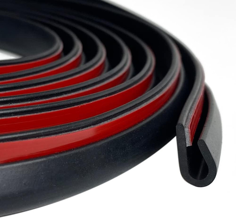 Rubber Edge Trim Black, U Channel Rubber Seal Strip with Self-Adhesive Tape, Met