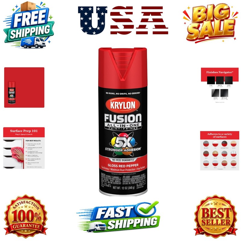 Fusion All-In-One Gloss Spray Paint & Primer, Red Pepper – 1 Each