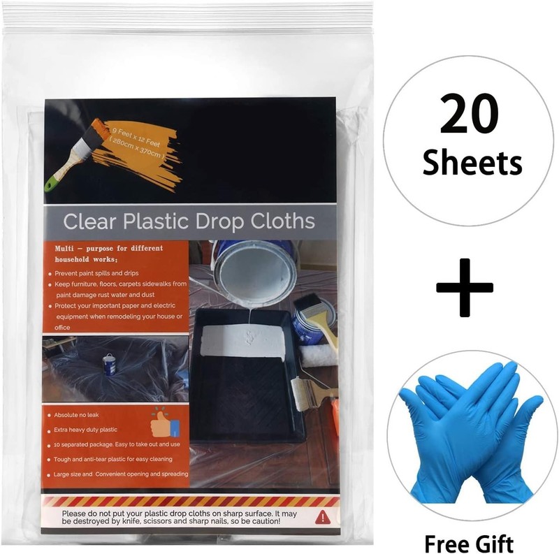 Large 9x12ft Waterproof Drop Cloth Set - 20 Disposable Sheets for Home Projects gallery