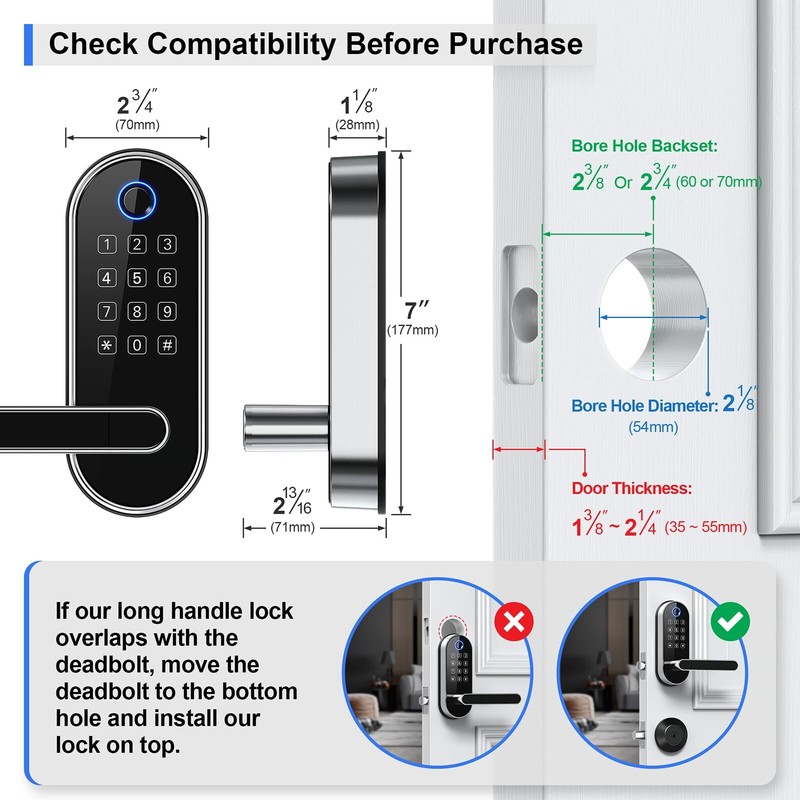 Keyless-Entry Keypad Fingerprint Smart Lock Digital Door Lock with Code Passc... gallery