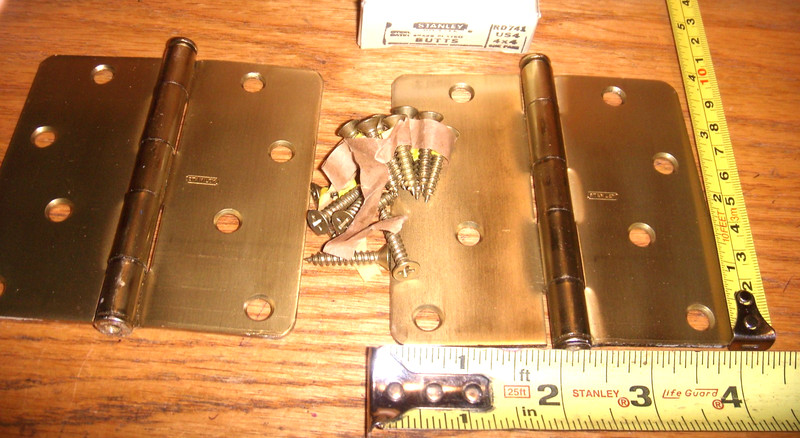 2 Pair,New Old Stock Stanley #741 4X4 ROUNDED EDGE US4,Brass Plated Butt Hinges
