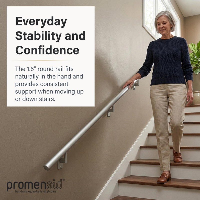 Silver 3ft Flush Handrail Kit - Complete Indoor/Outdoor Stair Handrail - Mode... gallery