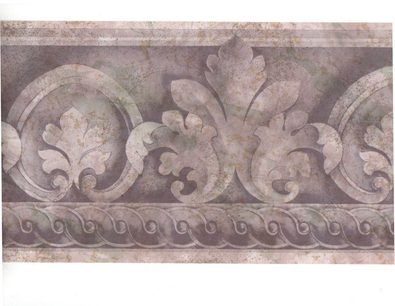 Traditional Architectural Purple Lavender Acanthus Leaf Scroll Wall paper Border