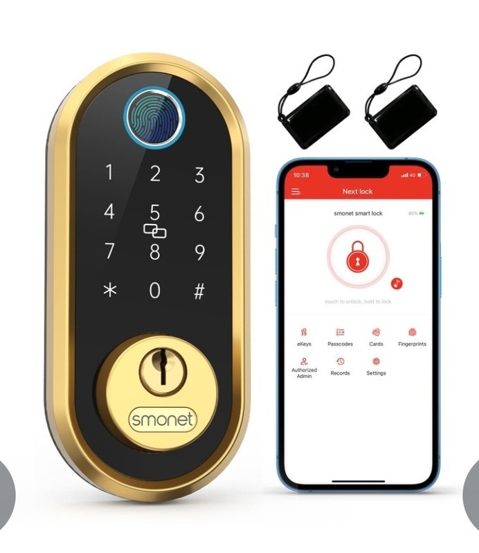 Smart Lock SMONET Bluetooth Keyless Entry Keypad Smart Deadbolt-Fingerprint Elec