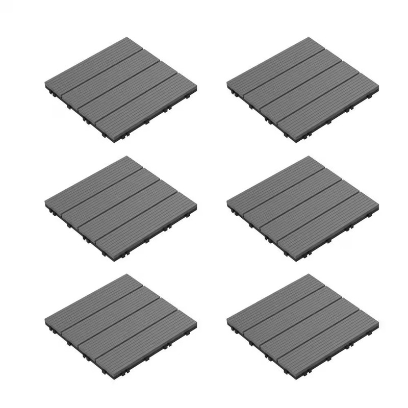 12 In. X 12 In. Outdoor Interlocking Slat Polypropylene Patio and Deck Tile Floo
