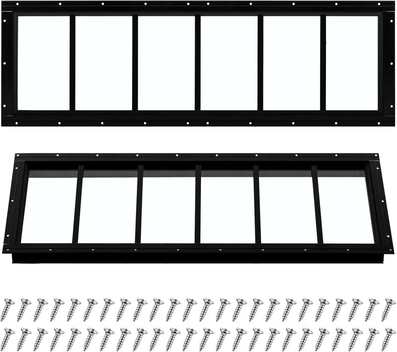 2 Pack 10” X 35” Black Flush Mount Shed Windows with Tempered Glass