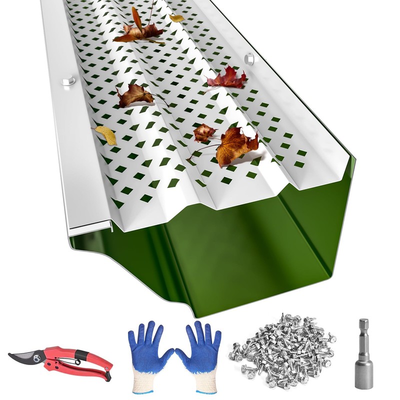 Gutter Guards 6 Inch, Aluminum Leaf Filter Rain Gutter Covers with Screws Inc…