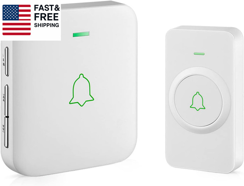 Wireless Doorbell, Mini Waterproof Door Bell Chime Operating at 1000 Feet, CW-11