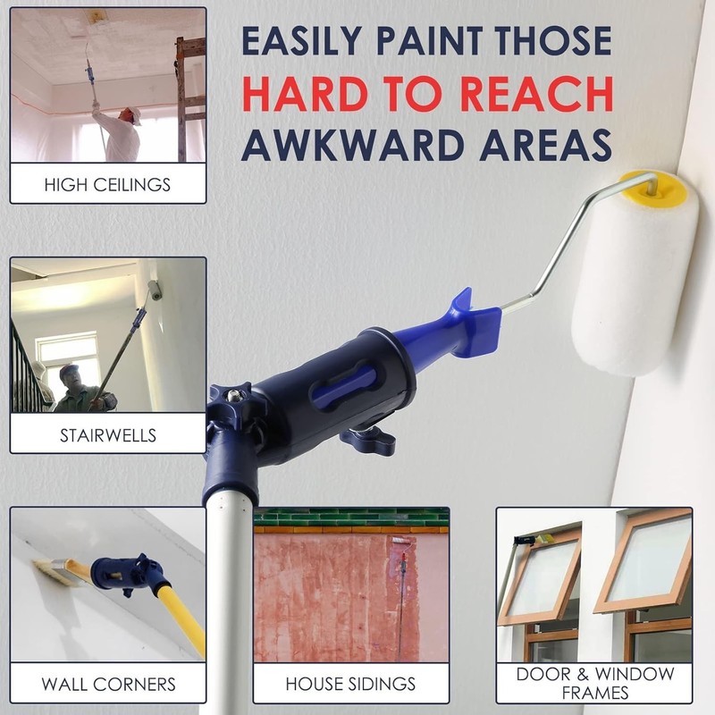 Adjustable Multi-Angle Paint Brush Extension Tool for High Places - 3" Width gallery