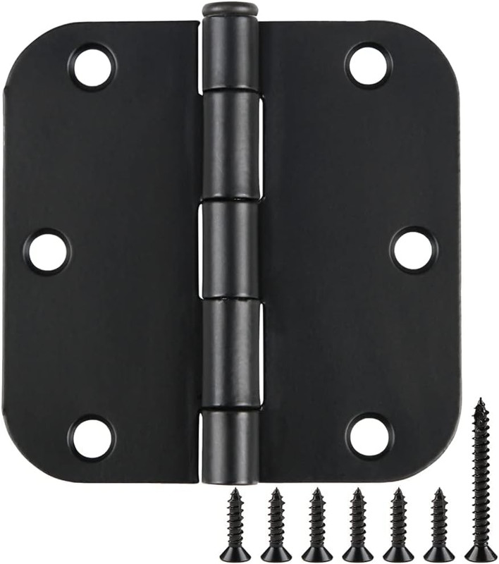 36 Pack Rounded Matte Black Door Hinges 3.5 Inch 5/8" Radius Interior 3 1/2 Inch gallery