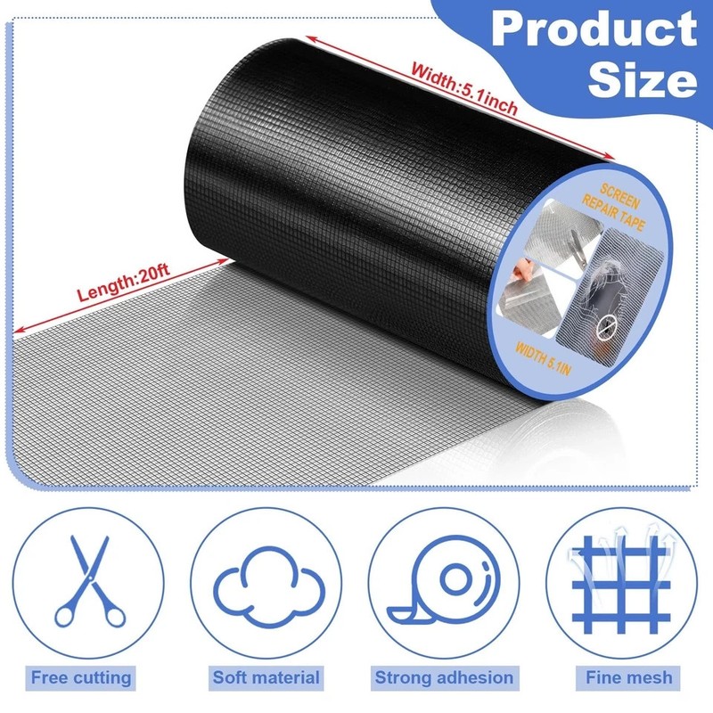 Extra Wide 5 inch x 20 ft Window Screen Tape Mesh Repair Strong Adhesive Wate... gallery