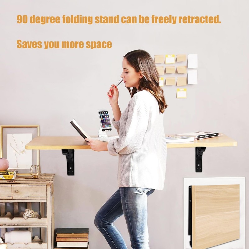 Wall Table Fold down Hinge,90 Degree Self-Locking Folding Hinge,Save Space Drop gallery