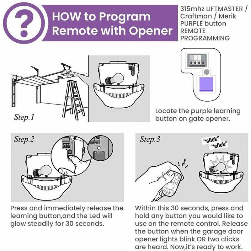 Remote For Chamberlain 371LM LiftMaster Garage Door Opener Purple Learn Button gallery
