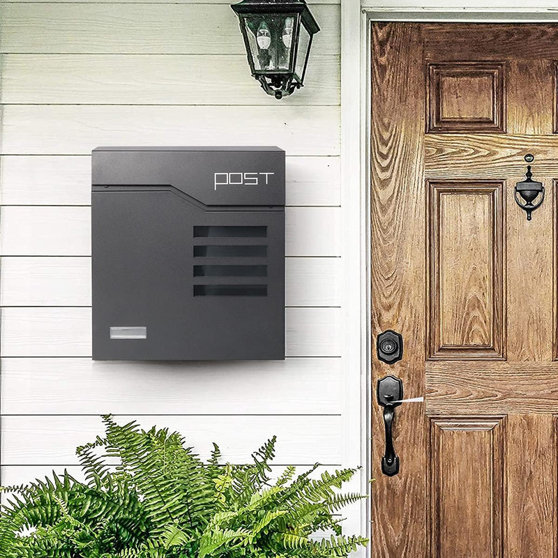 Large Capacity Mailbox with Key Lock, Wall Mount Metal Mail Box with Newspaper C gallery