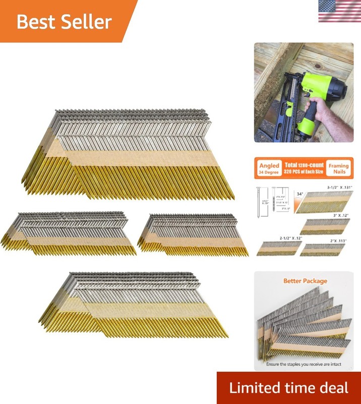 Hot Dipped Galvanized Framing Nails – 1280 PCS, 4 Sizes for Construction Needs