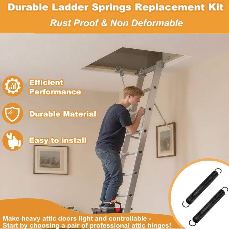 Attic Ladder Hinge Arms Steel Spring Compatible with Werner Mk1-Mk3 W2508 gallery