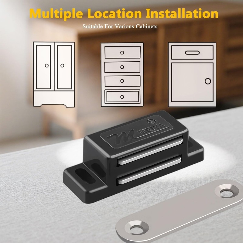 Easy Install Magnetic Catch for Cabinet Doors, Drawers, and Lockers - 4 Units gallery
