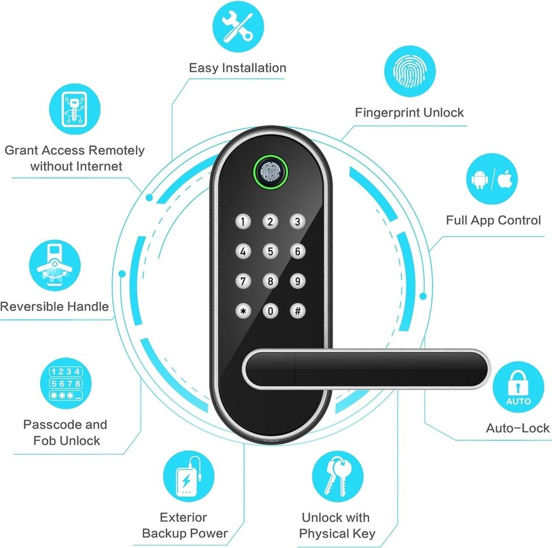 Keyless Entry Smart Lock - Fingerprint & App Control gallery