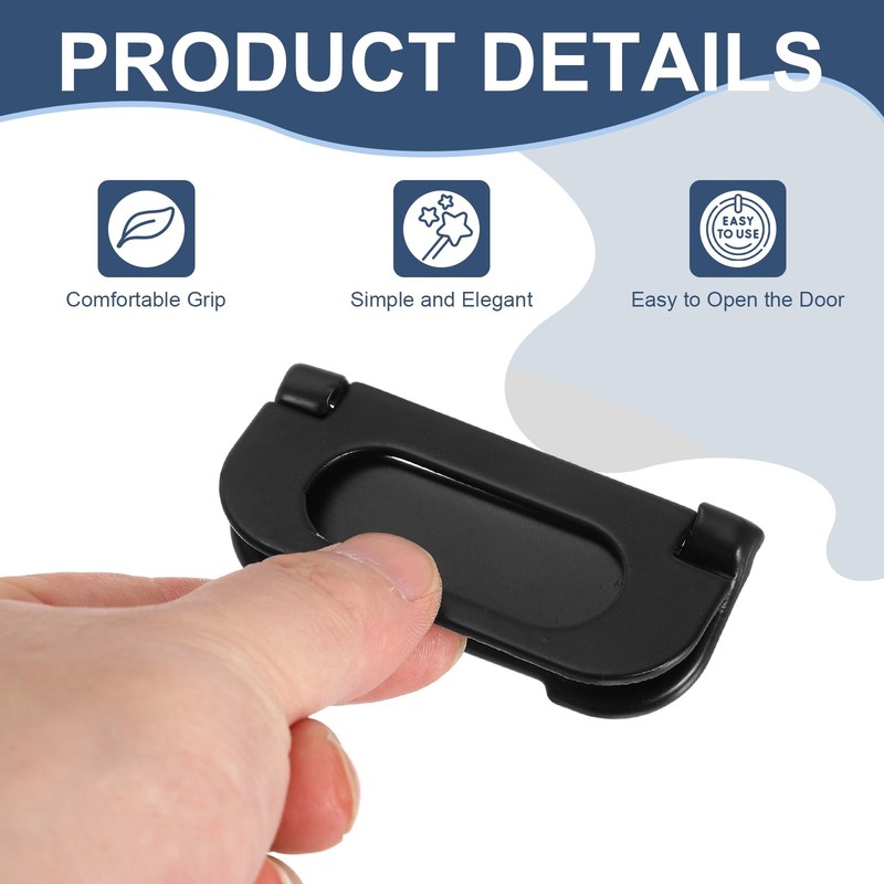 6Pcs Recessed Pull Door Handle Invisible Flush Pull Handles Matte Black gallery
