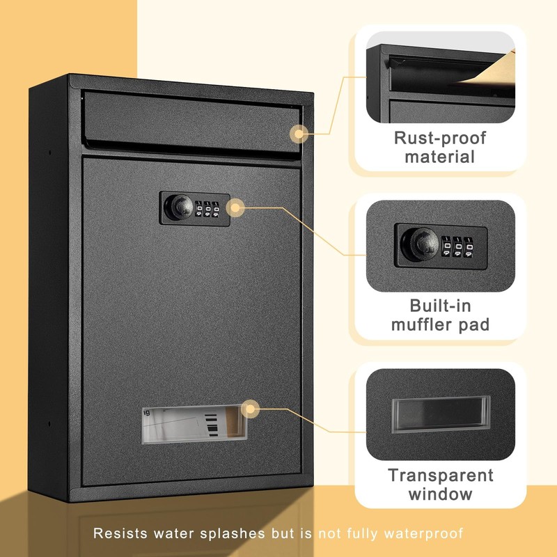 Wall Mount Mailbox Combination Lock Boxes for Outside Safe Drop Box with Code gallery