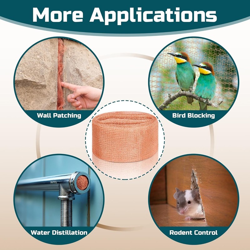 Copper Mesh Rodent Control 5"x30ft Rustproof Roll for Mice Slug Snail Hole Block gallery