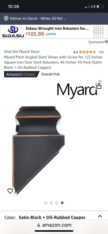 Oil Rubbed Bronze Aluminum 1/2″ Baluster Angled Shoe. 30 Pieces With Allen Key