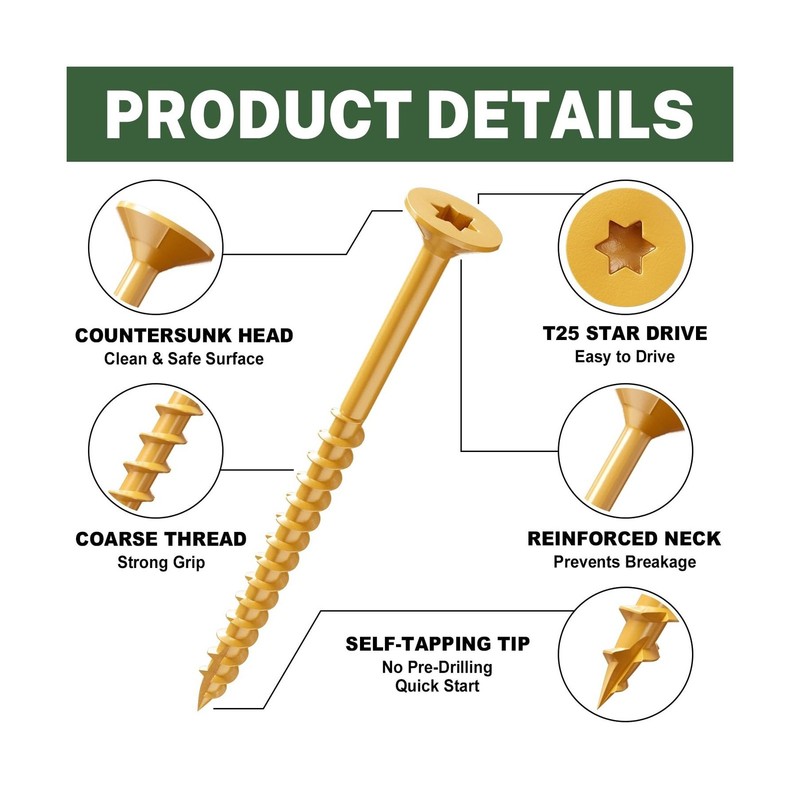 LIONMAX Deck Screws 3 Inch 25 lb Bulk, Wood Screws #10 x 3, Rust Resistant, E... gallery