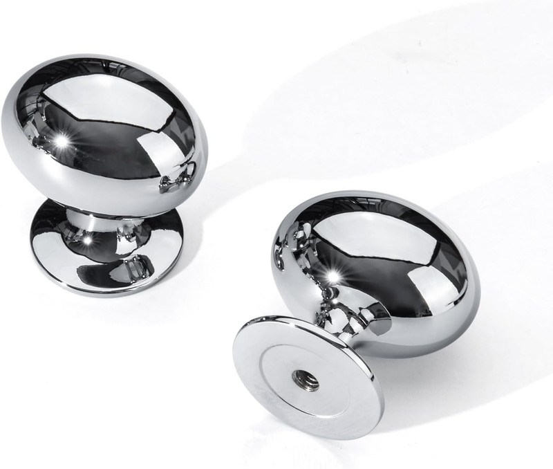 30 Polished Chrome Cabinet Knobs – Oval 1-5/16 Inch Drawer Handles
