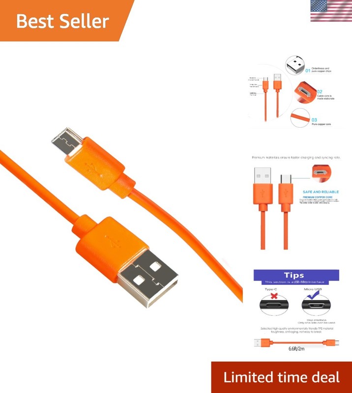 Durable 3.3ft USB Charging Cable for Ring Doorbell Pro/Plus – Compact Design
